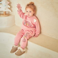 mollimelli 女童款 Disney 貓兒歷險記 Together 內刷毛拉格蘭上下裝套組