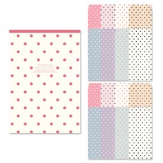 톡톡팬시 러블리 도트 패트 편지지 + 세로 봉투 세트 8종 x 2p, 아이보리핑크, 1세트