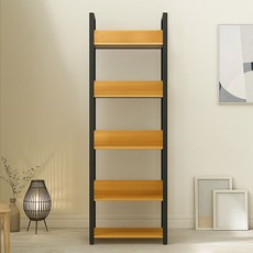 가구느낌 리버 철제 인테리어 책꽂이 책장, 네추럴블랙, 5단