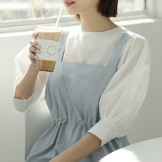 BBAEBBAE 女款抓皺泡泡袖七分棉質上衣