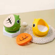 Joykids 恐龍矽膠吸盤碗 2件組, 1套, 綠色, 黃色