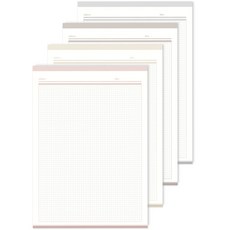 都會方格記事本 A4 A組, 日落玫瑰色 + 心情米色 + 易棕色 + 都市灰色, 4本, 1組