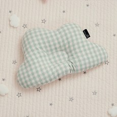 BEBESMITH 嬰幼兒用雲朵枕頭 皇家格紋, 1個, 薄荷綠