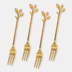 Pines Life Style奶油奶油葉子叉子, 黃金, 4個