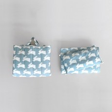 FRAMBOISE Cring Rabbit 貂絨豐盈幼兒園午睡被套組 冬季用, 鈴鐺藍