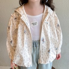 EYOUMONG 兒童寬鬆版印花連帽氣球袖長袖外套 E6S215