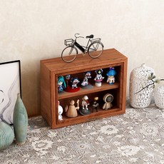 순잠 빈티지 우드 미니 2단 장식장, 브라운