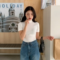 엔비룩 여성용 하프피치 폴라 티셔츠