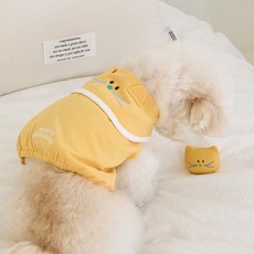 베니즈 강아지 호미즈 크롭 티셔츠, 옐로우 키티, 1개