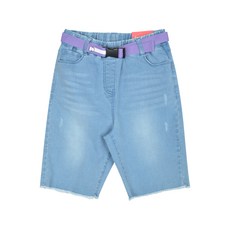 애플핑크 여아용 4.5부 벨트탈착 밴딩 슬림워싱 청바지 R307