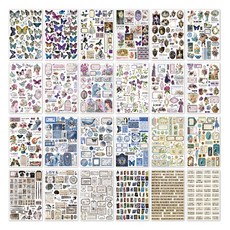 피어니스트 레트로 데코 다꾸 스티커북 세트, B타입, 1세트