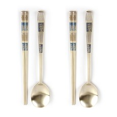 Willive 韓國製304不鏽鋼湯匙筷子組, 四君子 鈦金, 湯匙 + 筷子, 2套