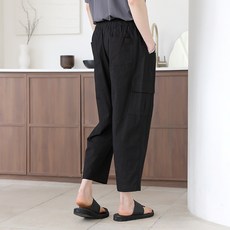 PLAYS 男款鬆緊帶工裝翻蓋口袋彈性九分寬褲