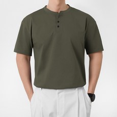 男士基本款亨利領肌肉合身短袖T恤 T2869