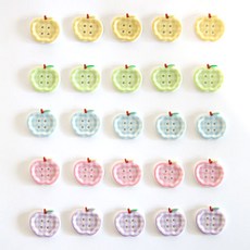 Knitt 可愛蘋果鈕扣 50入套組 25mm, 1套, 混合顏色