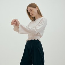 FRONT2LINE 女款皺褶長袖罩衫襯衫