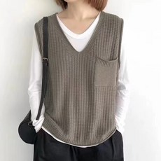 Sonio 女款麻花口袋針織背心