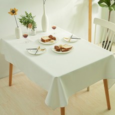 Market A 彩色防水素色桌巾, 白色, 120 x 160 cm