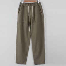 플레이즈 남성용 통기성 스트링 밴딩 린넨 9부 테이퍼드 팬츠