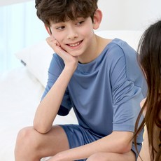 메종마밤 아동용 학생 쿨 라운드넥 5부 잠옷 상하의 세트