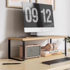 디노 튼튼하고 실용적인 모니터 받침대 50 x 20 x 16.5 cm, 원목 + 블랙홀더6