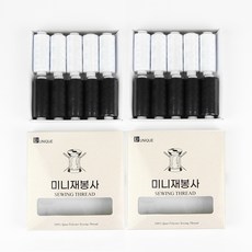 유니크 미니 재봉사 바느질실 2종 x 10p 세트, 화이트, 블랙, 1개