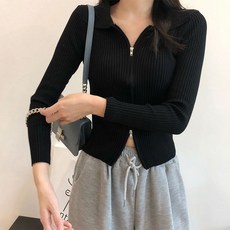 PEONIST 女款雙拉鍊圓領修身長袖拉鍊外套