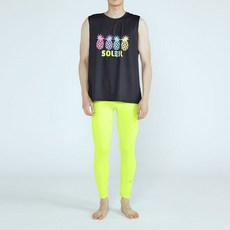 soleil 男款 Ride 寬鬆版無袖背心 + 立體圖案九分水陸兩用緊身褲防曬衣套裝