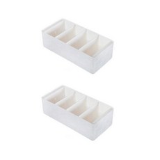 Ochiae格紋4格內衣襪子收納盒 白色, 2個