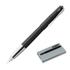 LAMY 067BK 工作室鋼筆+墨盒5p, F, 黑色(鋼筆)+黑色(墨水盒)