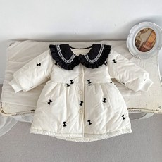 Bebeniz 女童荷葉領刺繡刷毛鋪棉外套