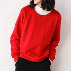 알로데 여성용 코튼 라운드넥 루즈 맨투맨