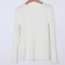 빼빼 여성용 슬림 골지 긴팔 니트 티셔츠