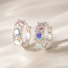 Jewnel 女款 Silver925 方形鋯石線條圈式耳環