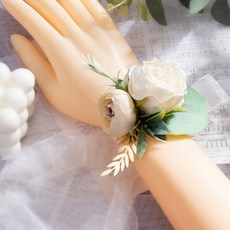 Daysoi 派對花朵手環, 芍藥與玫瑰 白色, 3個