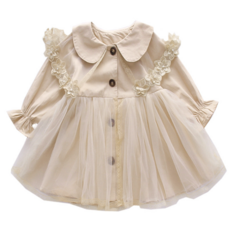 Angel Eye 女童花朵網紗連身裙式大衣