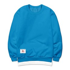 NEOZZANG 印花內刷毛假兩件式長袖圓領T恤