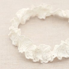 法式雙面褶皺棉刺繡蕾絲 180公分, 1入, 自然原色