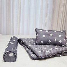 아띠블랑 코튼 아기베개 커버 2p + 속통 + 차렵이불 + 바디필로우 세트, 그레이솔루나