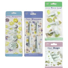 餅乾模具 雛菊 4款+花朵 4款+玫瑰葉 4款+愛心 3款組合, 1套