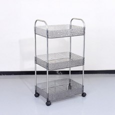 이동식 협탁 수납 정리 트롤리 SH107, 블랙, 3단