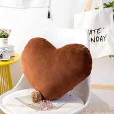 柔軟裝飾心形靠墊, 巧克力棕色