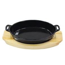 鑄鐵鑄盤橢圓形手+木板支架, 混色