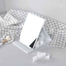 클린온 심플 가죽 접이식 거울 소 12.2 x 17.5 cm, 화이트