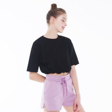 女款透氣棉質抽繩短版T恤 K1005