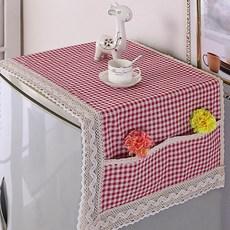 MF商店 口袋亞麻布蕾絲多用途微波爐冰箱洗衣機烘衣機蓋布, I款