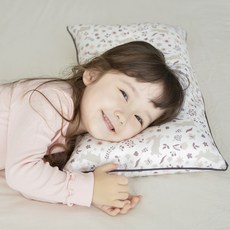 ahtty blanc 兒童棉質枕芯枕套組, 可可, 1組