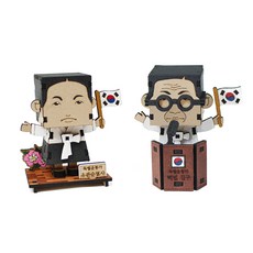 수업 놀이키트 장난감 만들기 나무 위인시리즈 3D 입체퍼즐 2종 세트, 혼합색상, 1세트