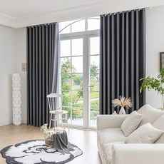 VIEW HOUSE Lucid 四季基本款遮光窗簾 2入, 炭灰色