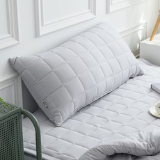 아이닉스 푸딩 소프트워싱 등받이 롱 헤드쿠션 누빔 커버 솜포함, 그레이